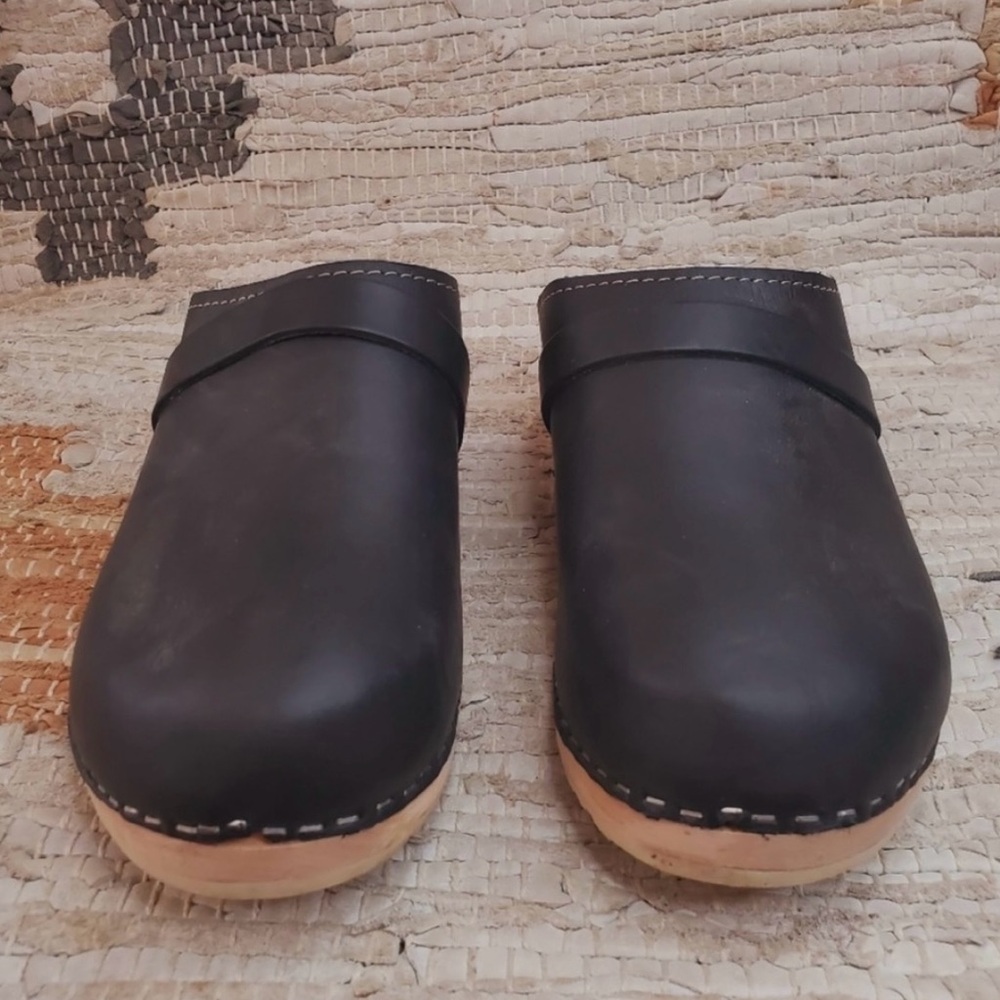 Lotta From Stockholm Black Leather Clogs size 43/11.5 - Picture 3 of 10